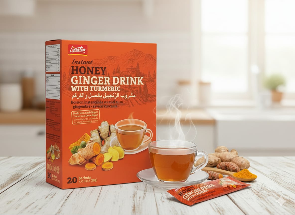 Lipatea Instant drink Honey Ginger With Turmeric مشروب الزنجبيل بالعسل و الكركم